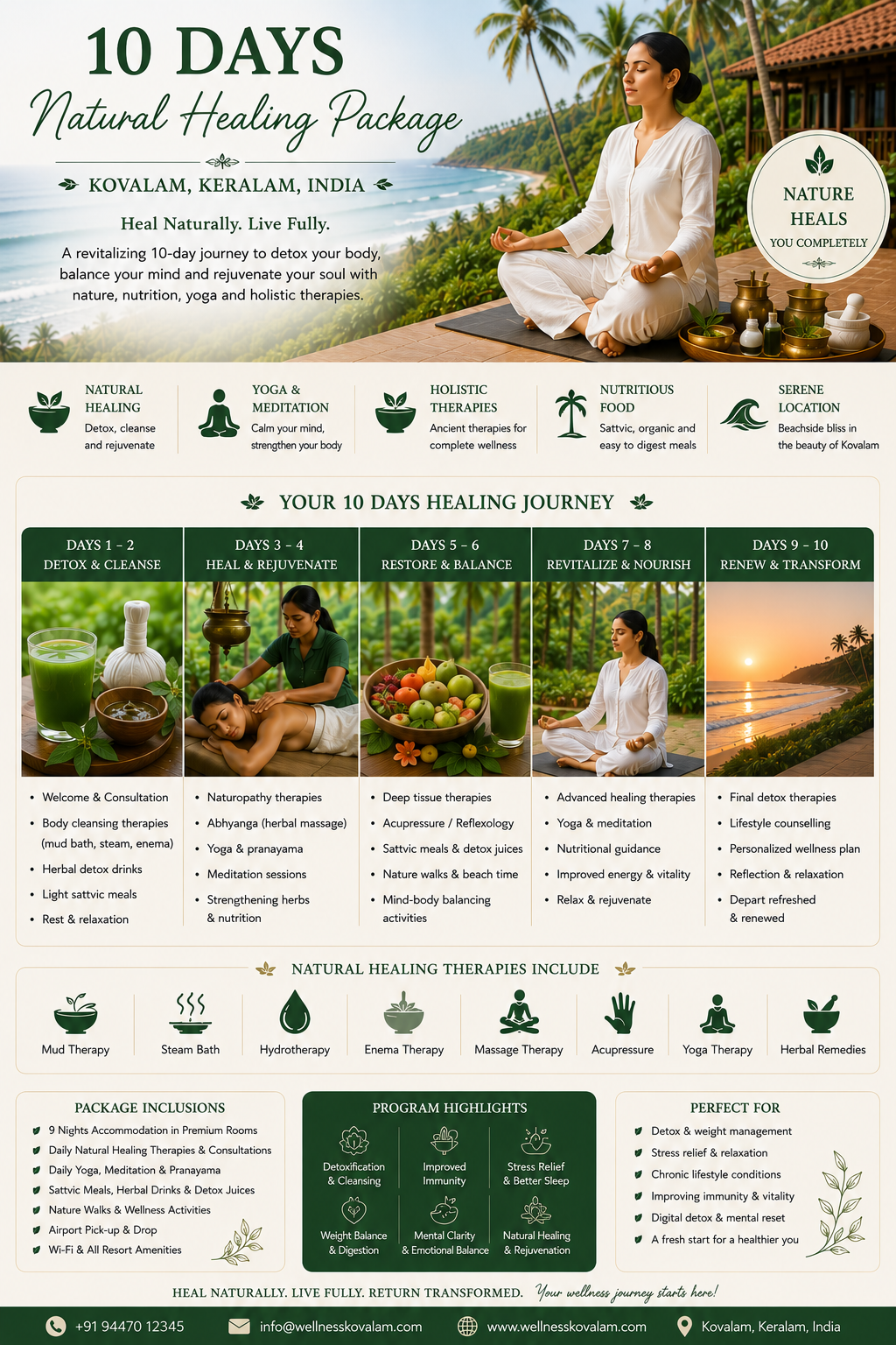 10 Days Natural Healing Package in Kovalam, Keralam, India