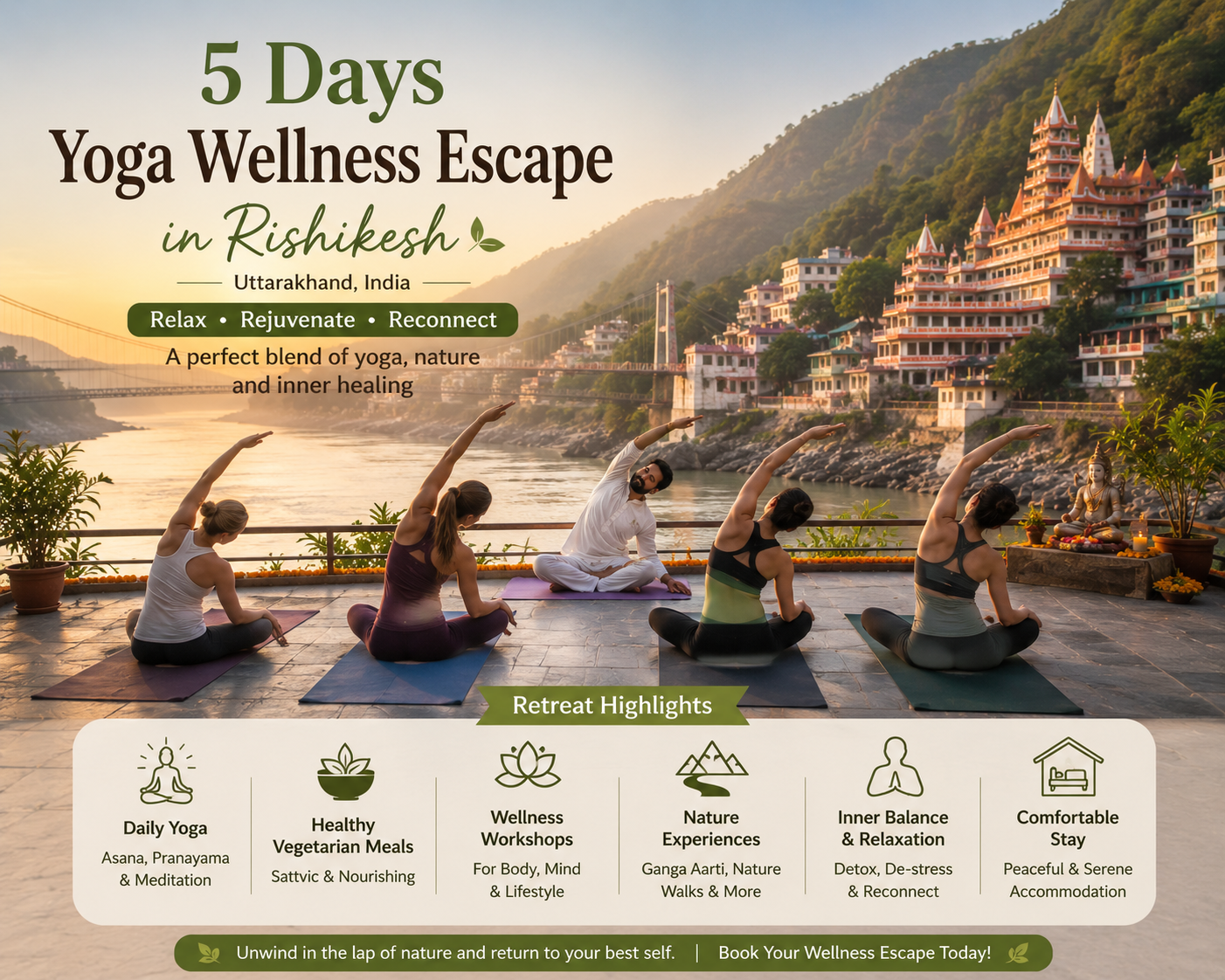 5 Days Yoga Wellness Escape in Rishikesh, Uttarakhand, India