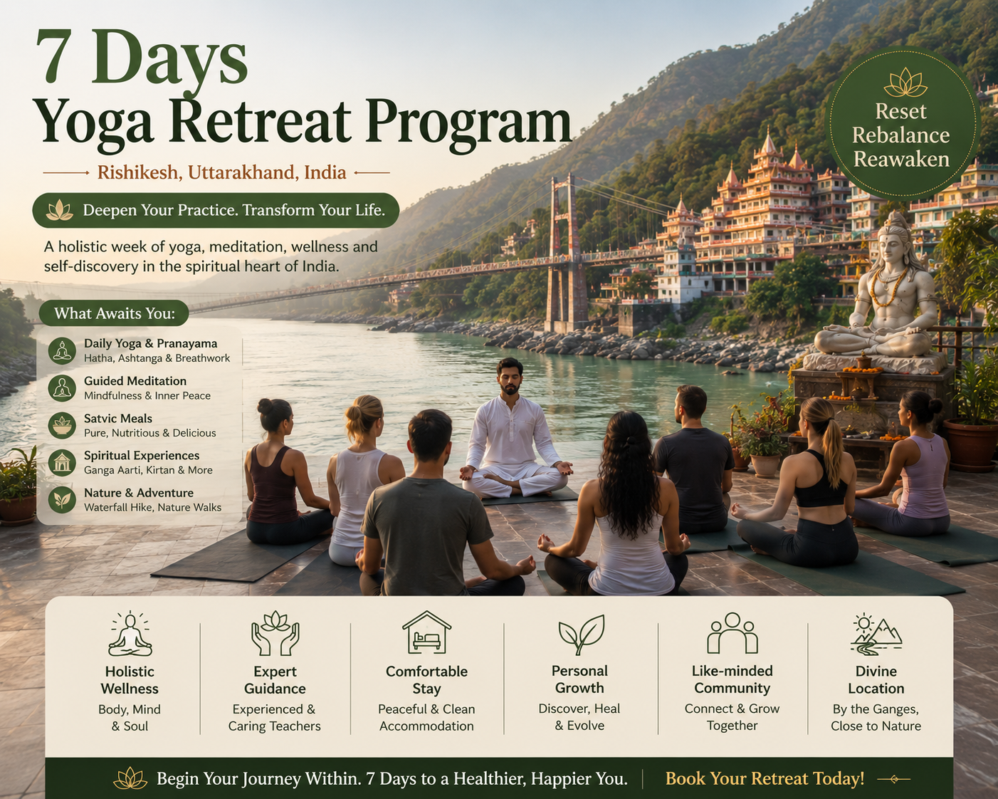 7 Days Yoga Retreat Program in Rishikesh, Uttarakhand, India