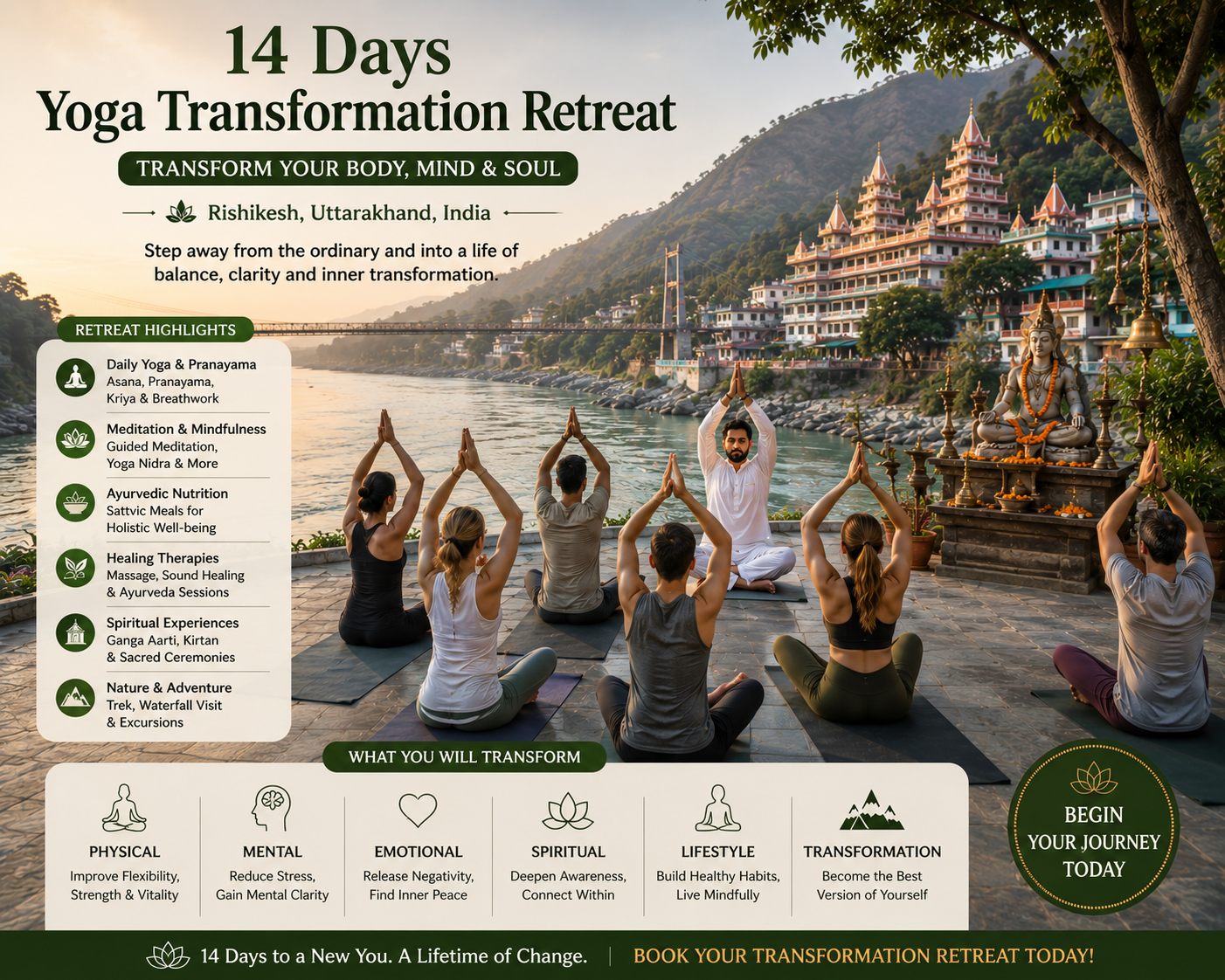 14 Days Yoga Transformation Retreat in Rishikesh, Uttarakhand, India