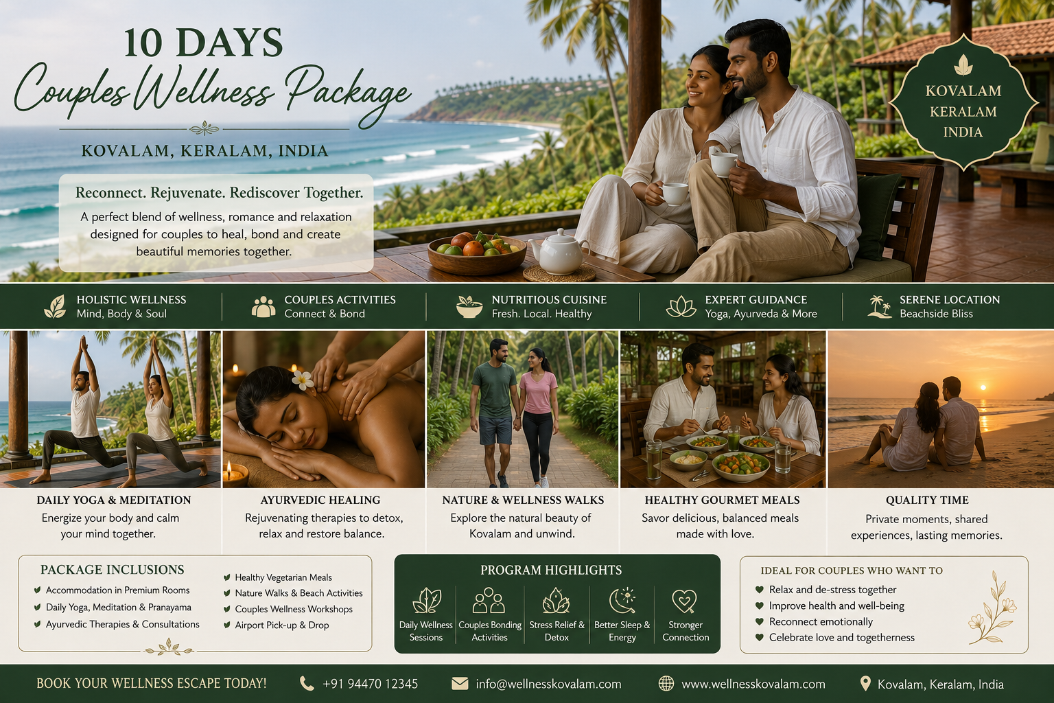 10 Days Couples Wellness Package in Kovalam, Keralam, India