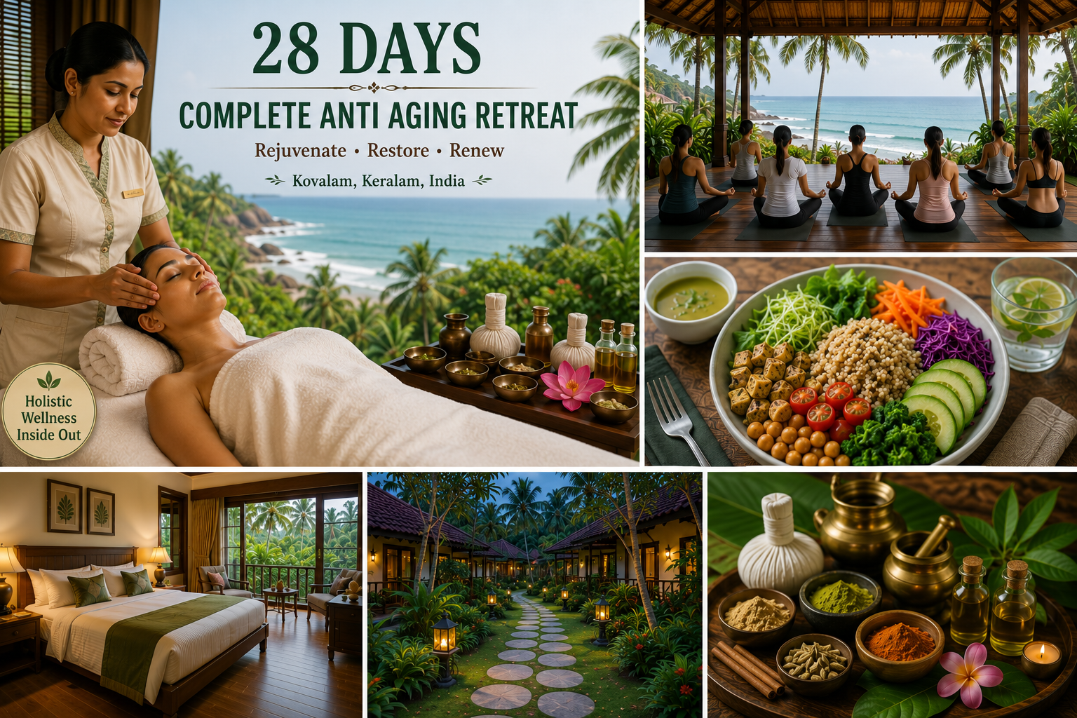 28 Days Complete Anti Aging Retreat in Kovalam, Keralam, India