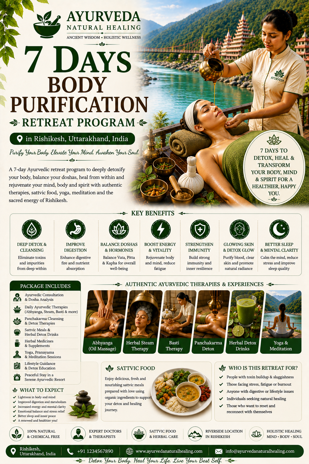 7 Days Ayurveda Body Detox Retreat Program in Rishikesh, Uttarakhand, India