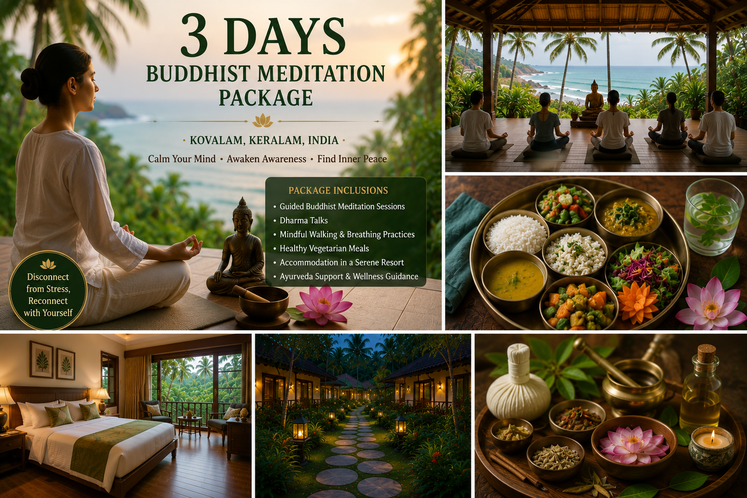 3 Days Buddhist Meditation Package in Kovalam, Keralam, India