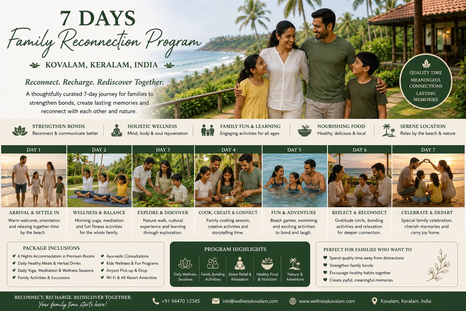 7 Days Family Reconnection Program in Kovalam, Keralam, India