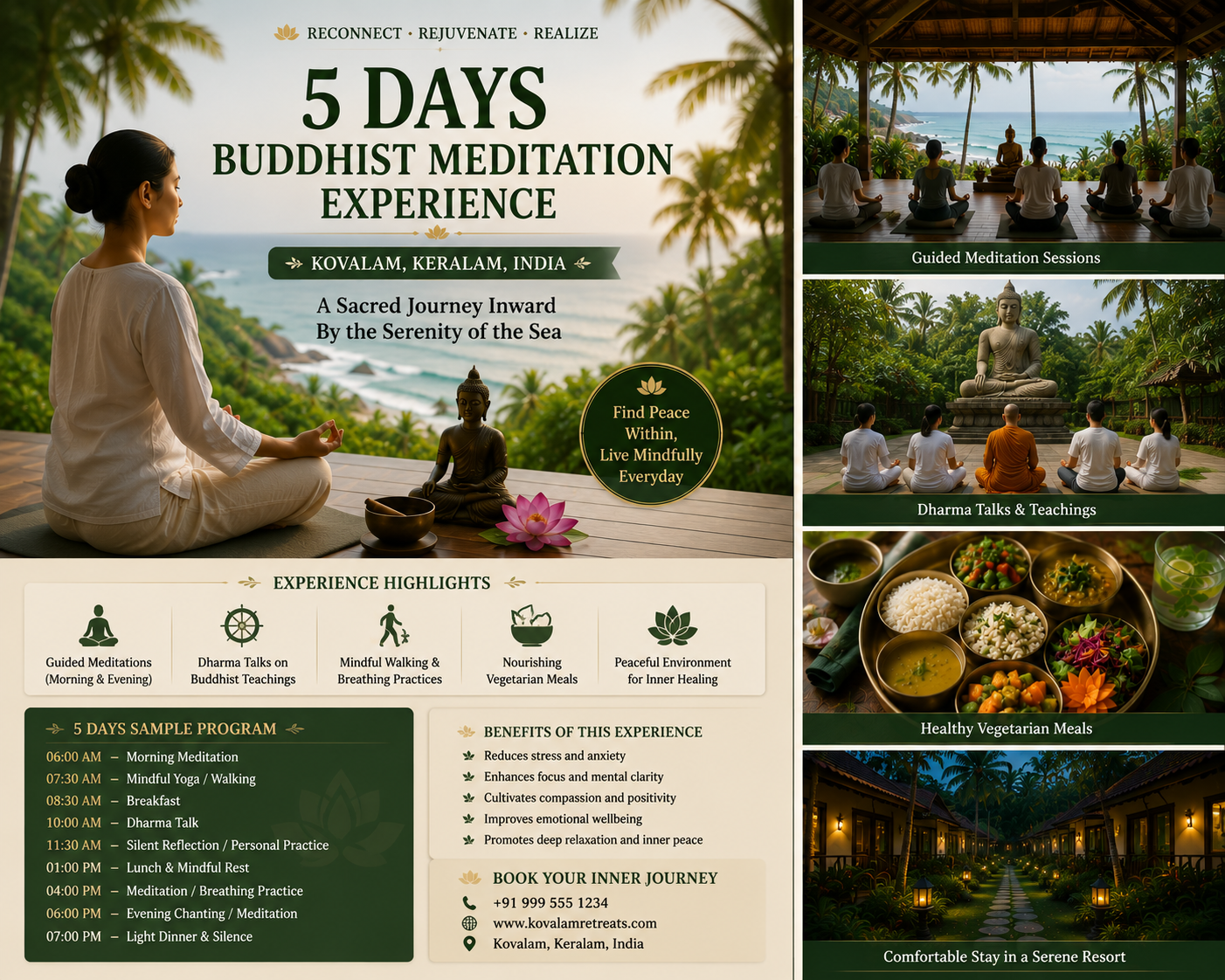 5 Days Buddhist Meditation Experience in Kovalam, Keralam, India